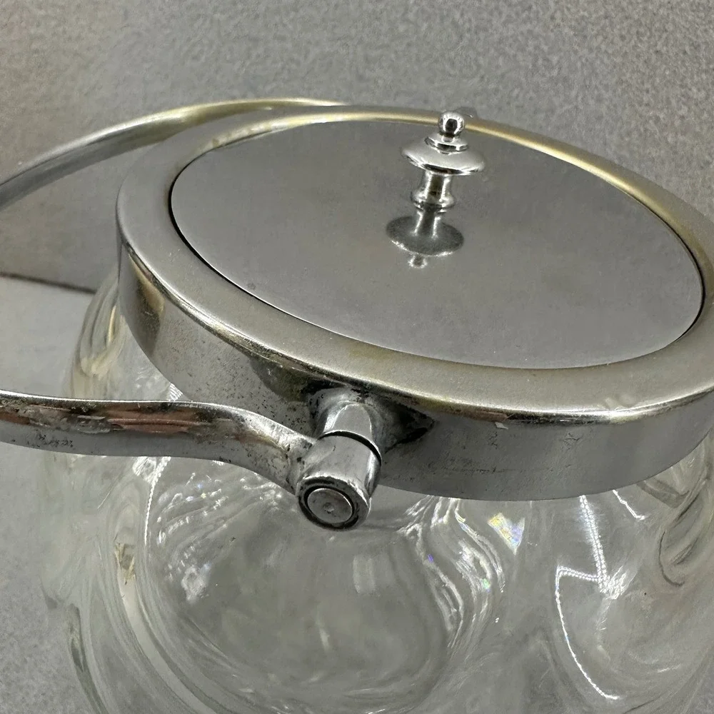 Vintage‎ Glass Ice Bucket Biscuit Jar Swirl Design Barware